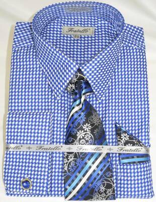 Blue Colorful Men's Gingham Dress Shirt