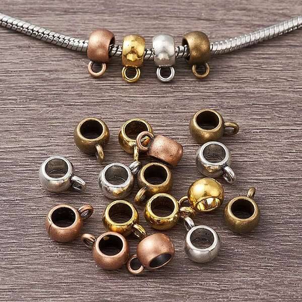 20Pcs 4 Colors Tibetan Style Alloy Rondelle Tube Bails