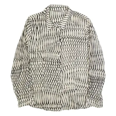 MARELLA Sheer Womens Printed Shirt Cream Collared Silk Animal Print UK 14