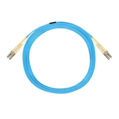 41218 Monoprice MM OM3 Fiber Optic Cable LC-LC UL 2mm 50/125 OFNR Duplex Aqua 7m