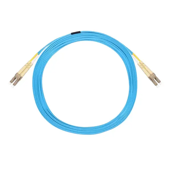 41218 Monoprice MM OM3 Fiber Optic Cable LC-LC UL 2mm 50/125 OFNR Duplex Aqua 7m