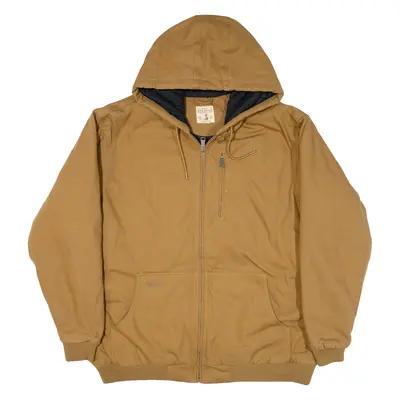 REDHEAD Quilted Lined Mens Workwear Jacket Brown Hooded XL