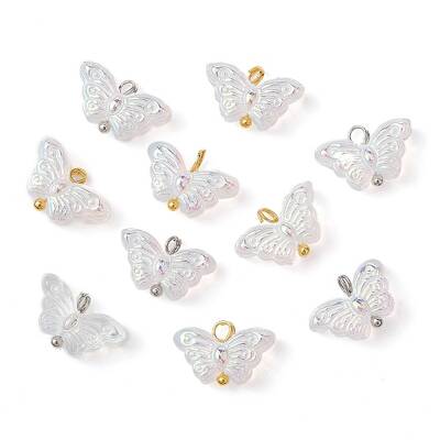 10Pcs 2 Color Clear AB Glass Pendants