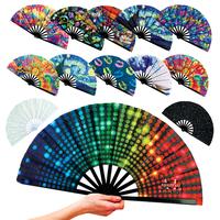2 Pack Themed Clack Fans – Large Folding Snap Fans with Bold Designs for Raves, Line Dance, Festival, Cosplay, Performance ...