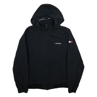 TOMMY HILFIGER Mens Raincoat Black Nylon Hooded M