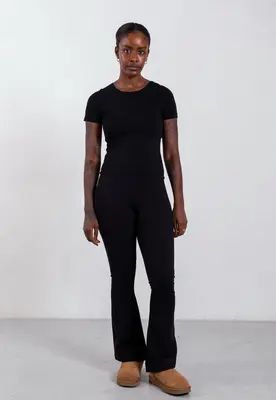 ORGANIC COTTON FLARED LEGGINGS | Colour: Black | Size: XL