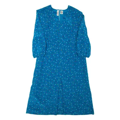 Womens Day Dress Blue Spotted Long Sleeve Knee Length M