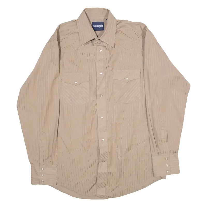 WRANGLER Mens Shirt Brown Striped Long Sleeve M