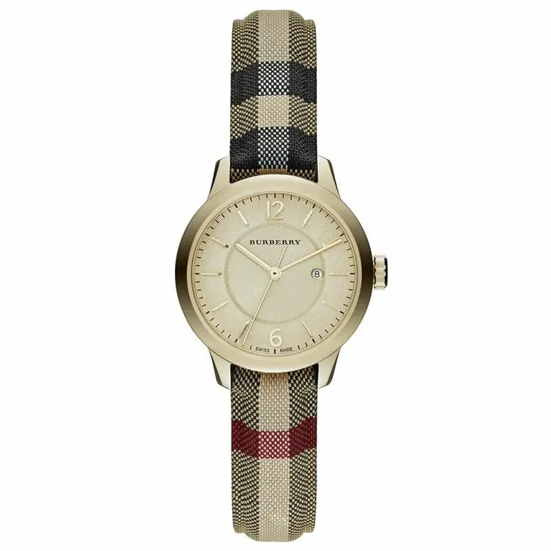 Burberry BU10104 Honey Check Stamped Dial Ladies Watch