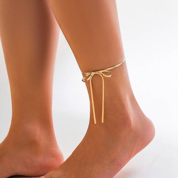 Bowknot Alloy Snake Chain Anklets