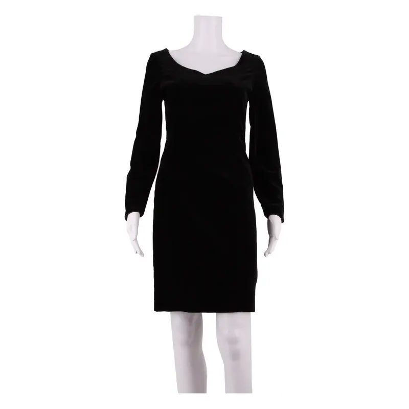 LAURA ASHLEY Womens Pencil Dress Black Velvet 90s Knee Length UK 8