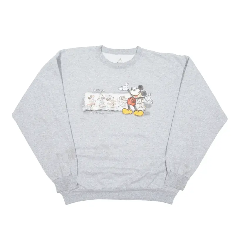 DISNEY Mickey Mouse Sweatshirt Grey Womens L