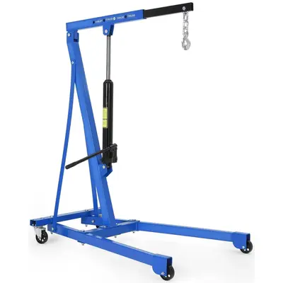 Garvee Portable Hydraulic Engine Hoist, 1.5 Ton (3000 LBS) Capacity Shop Crane with Telescopic Boom & 4 Swivel Casters, Cherr...