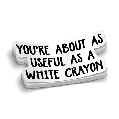 White Crayon Hard Hat Decal