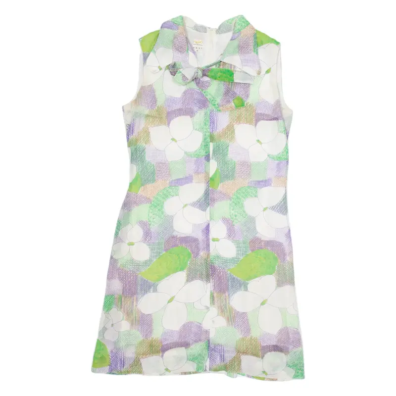 WEKO Womens Shift Dress Green Floral Sleeveless Knee Length M