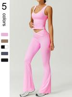 Women's Tank Top & Flare Leg Pants, Casual Sleeveless Top & Flared Trousers for Yoga Gym Workout, Yoga Pants for Athletic Wea...