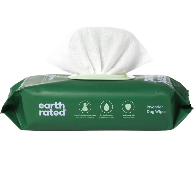 Earth Rated Hypoallergenic Dog Wipes Lavender Scent 100 Count for Paws Body and Butt Cleaning and Odor Control Gentle Ingredi...