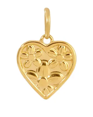 Flower Heart Charm | Metal Color: Gold