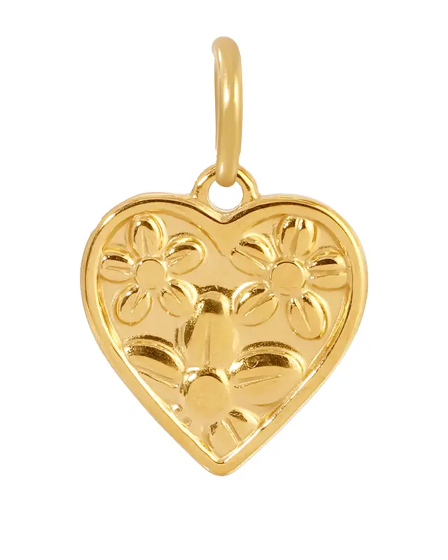 Flower Heart Charm | Metal Color: Gold