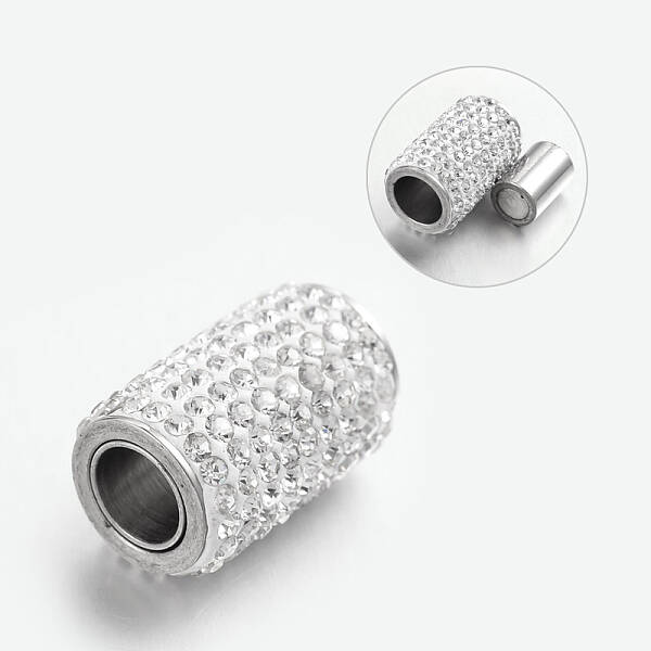 304 Stainless Steel Magnetic Clasps with Glue-in Ends
