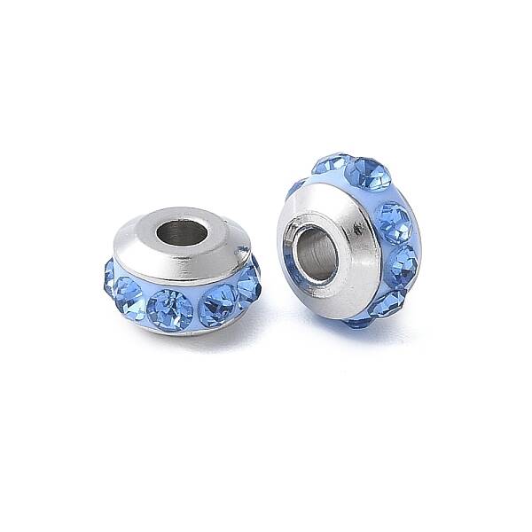 304 Stainless Steel Polymer Clay Rhinestone Beads