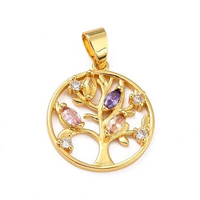 Brass Micro Pave Colorful Cubic Zirconia Pendants