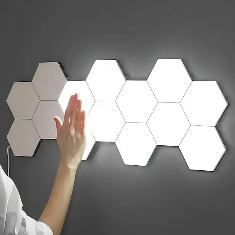 Hexagonal Design Wall Mounted LED Light, USB Powered Touch Control Wall Sconce, DIY Wall Lamp For Bedroom Living Room Decor