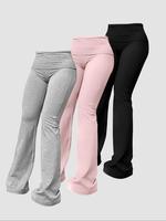 Women's Solid Flare Leg Pants, Casual Comfy Bell Bottom Trousers for Daily Wear, Ladies Bottoms for All Seasons, Pants for Wo...
