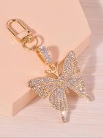Butterfly Design Keychain, Cute Rhinestone Decorated Keychain for Women & Girls, Fashion Accessories for Bag Decoration, Cha...