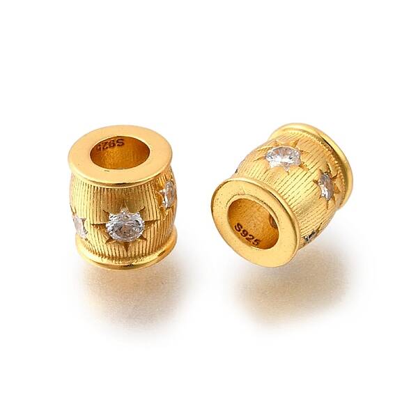 925 Sterling Silver Micro Pave Clear Cubic Zirconia Beads