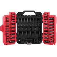 73-piece Hex Torx Bit Impact Socket-Set, with Ratchet Handle, Adapters, Impact Universal Joint, and Extension Bars, Metric an...