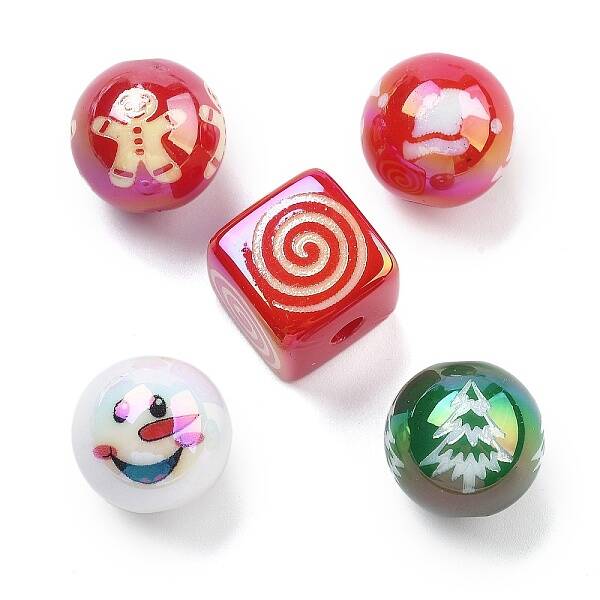 Christmas Theme UV Plating Acrylic Beads