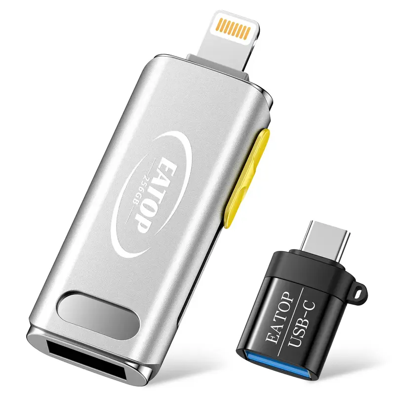 EATOP Flash Drives 256GB Intended for iPhone, with USB C Adapter for iPhone 15, Memory Stick Storage for Photos and Videos Co...