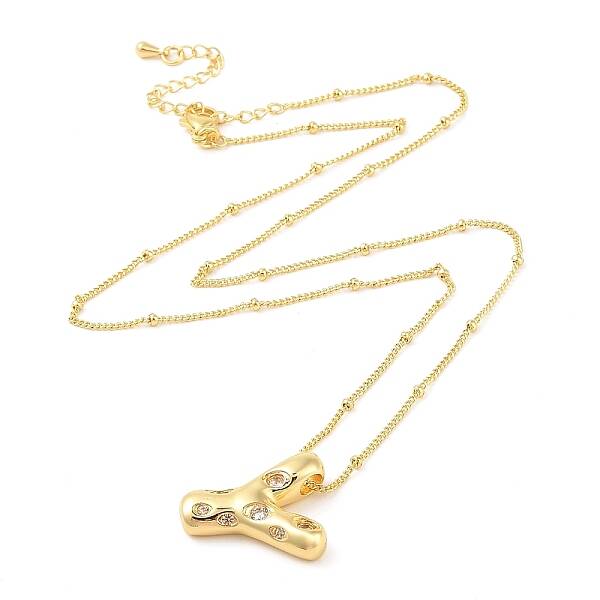 Brass Micro Pave Clear Cubic Zirconia Pendant Necklaces