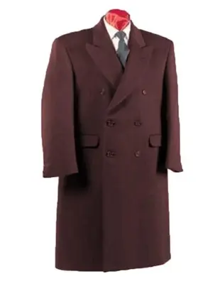 Mens Overcoat -Mens Long Wool Topcoats- Topcoat For Men-Mens Double breasted Overcoat - Mehroon Double breasted Coat
