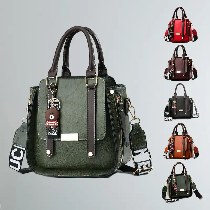 Womens Casual Fashion Shoulder Bag Flap Design Crossbody Bag Double Handle Handbag for Daily Use