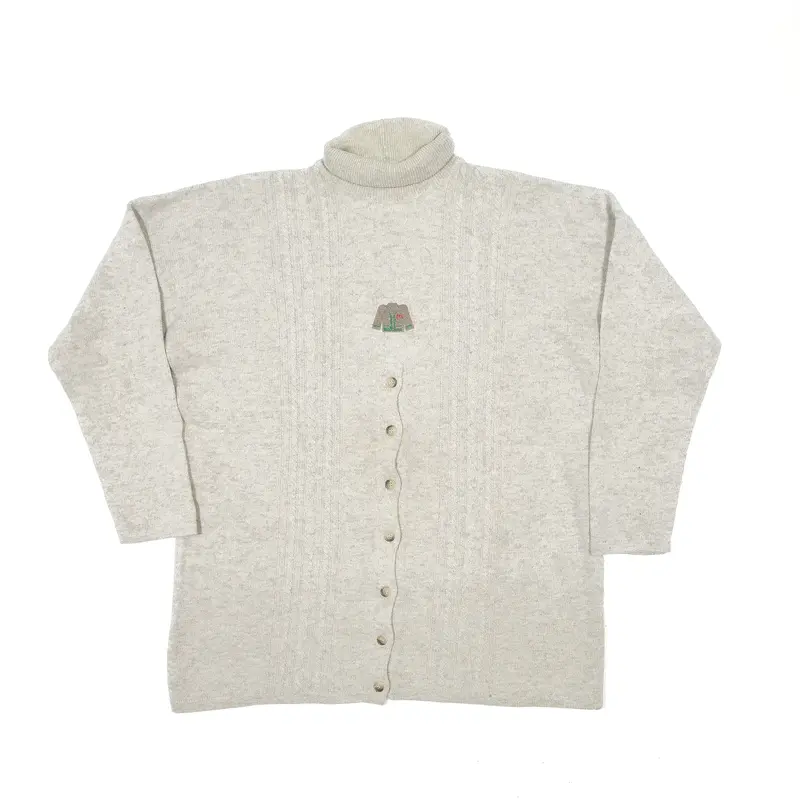ICEBERG Wool Blend 1/2 Button Up Jumper Beige 90s Wool Roll Neck Womens XL