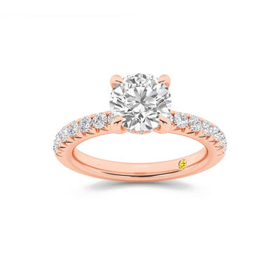 Embers Half Coverage Hidden Halo Round Lab Grown Diamond Engagement Ring | 18K Rose Gold 4 1/4 CT. TW.