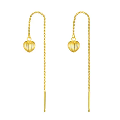 18K Gold Heart Drop Earrings