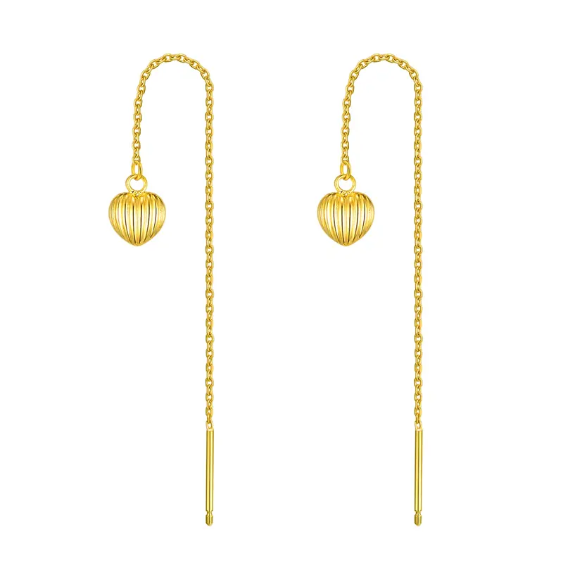 18K Gold Heart Drop Earrings