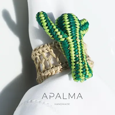 Arizona Cactus Napkin Ring - Made of Palm - Sold by Set | Packaging: Pack of 4