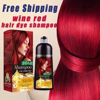 TOAE Hair Dye Shampoo instant +99.9%Coverage Black &Brown-Wine red Quick Long Lasting Ammonia -Free 400ML Color Haircare Mild...