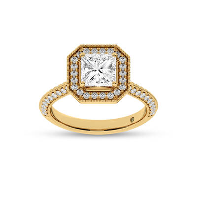 Shyne Octagonal Halo Princess Cut Lab Grown Diamond Engagement Ring | 18K Yellow Gold 3 CT. TW.
