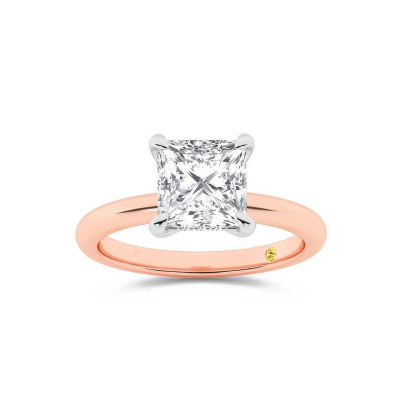 Fez Lab Grown Hidden Halo Princess Cut Diamond Engagement RIng | 18K Rose Gold 2 5/8 ct. tw.