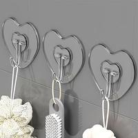 Heart Shaped Wall Mounted Hook, 15pcs Rustproof Stainless Steel Wall Hook, Reusable Hook for Hanging Towel, Clothes & Key, Ba...