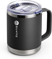 Bluwing 12 oz Coffee Mug with Lid and Handle, Double Wall Insulated Camping Coffee Mug for Men Women Stainless Steel Travel T...