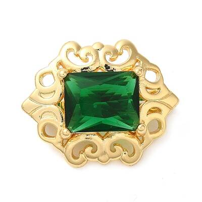 Brass with Glass Fold Over Clasps
