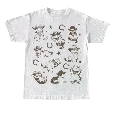 Cowboy Cats And Kittens Western Cowboy Vintage T-Shirt Retro 90s Cowgirl Desert Shirt Funny Ranch Cat T Shirt Cat Lovers Gift...