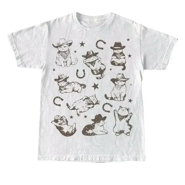 Cowboy Cats And Kittens Western Cowboy Vintage T-Shirt Retro 90s Cowgirl Desert Shirt Funny Ranch Cat T Shirt Cat Lovers Gift...