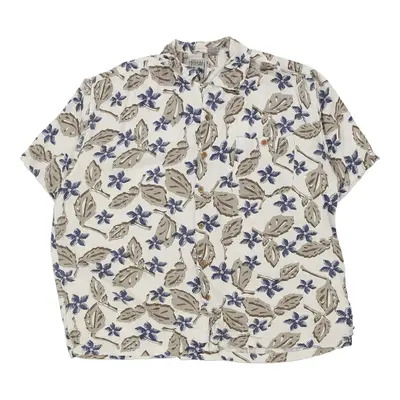 Sierra Palms Floral Hawaiian Shirt - XL Beige Viscose